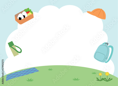 ピクニック・遠足イラストの背景フレーム素材