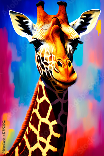 Friendly   Curious Giraffe Looking Into The Camera  created with generative ai technology