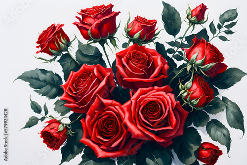 Obraz na płótnie bouquet of red roses w salonie