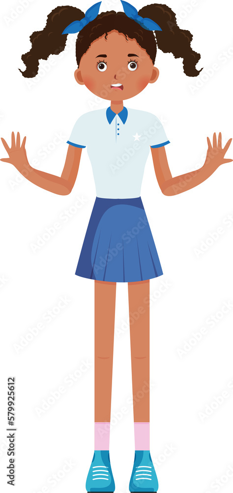 beautiful girl spread out her hands in misunderstanding beautiful girl spread out her hands in misunderstanding