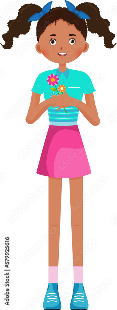 cute little girl holding a flower