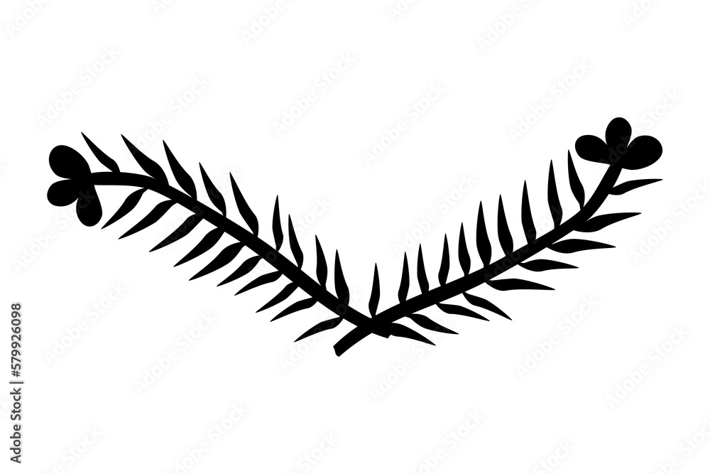 Obraz premium vector black hand draw sketch floral border, isolated on white 