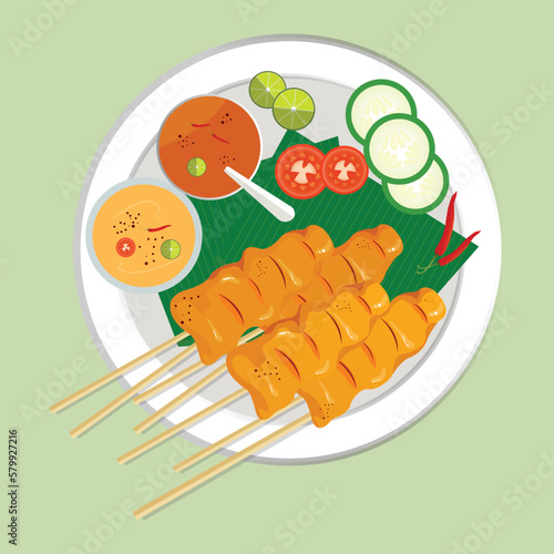 Hand drawn satay illustration