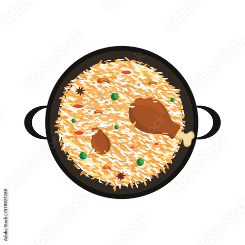 Vector vector illustration of chicken biryani