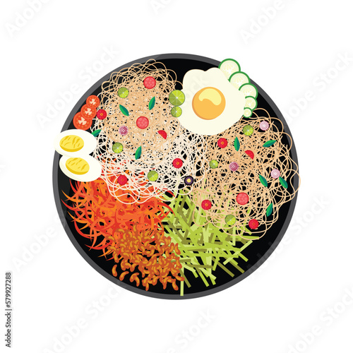 Hand drawn flat design asian food