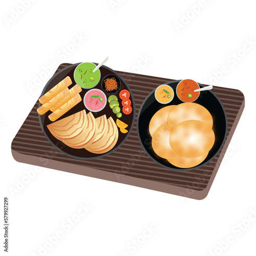 Vector Asian cuisine traditional food set india dishes menu restaurant breakfast dinner