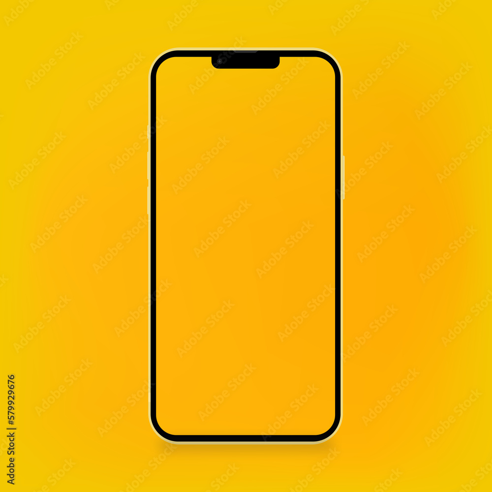 smart mobile phone mock up for quality vector mobile mockups (New iPhone) on Yellow background and Yellow screen, Vector illustration smart mobile phone mock up for quality vector mobile mockups (New iPhone) on Yellow background and Yellow screen, Vector illustration
