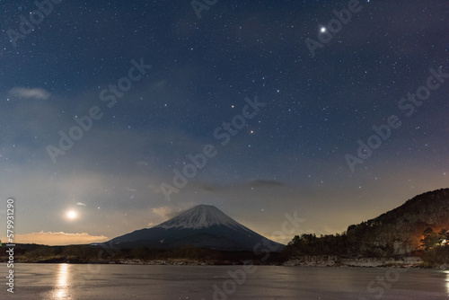 富士山と星 