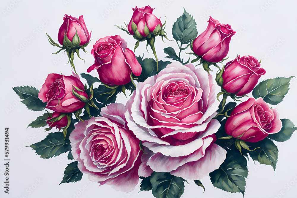 bouquet of roses on a white background