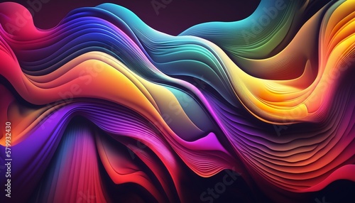 Abstract Background of an abstract horizontal wave in color. Generative Ai.