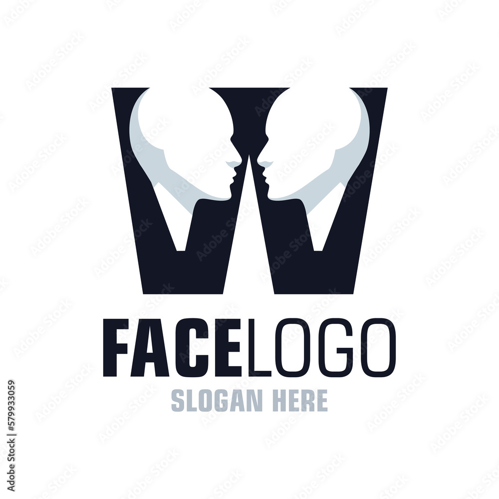 Letter W Face Logo Design Template Inspiration, Vector Illustration.