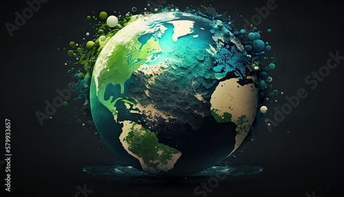 Earth Day: A Vibrant Eye-Catching Background Design Template of Earth in Shape of Beautiful Artistic Globe Perfect for Environmental Wildlife Projects (generative AI