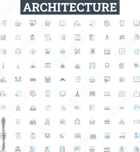 Architecture vector line icons set. Structure, Design, Facade, Building, Planning, Form, Space illustration outline concept symbols and signs