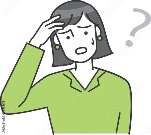 女性が悩んでいるベクターイラスト