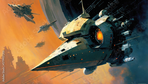 Sci-fi Space Battle in Ralph McQuarrie Style - File ID 7993720 (Generative AI) photo