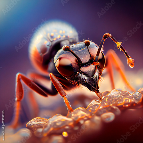 close up of a red Ant