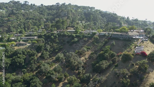 Aerial Drone Shot of Expensive Houses in the Hollywood Hills (Los Angeles, CA)