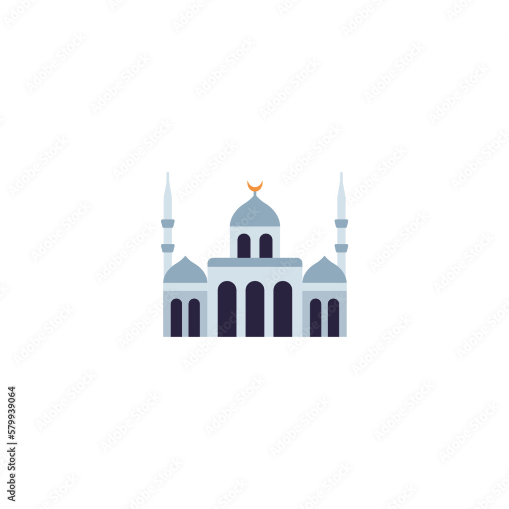 silver color mosque icon Ramadan and Islamic Eid