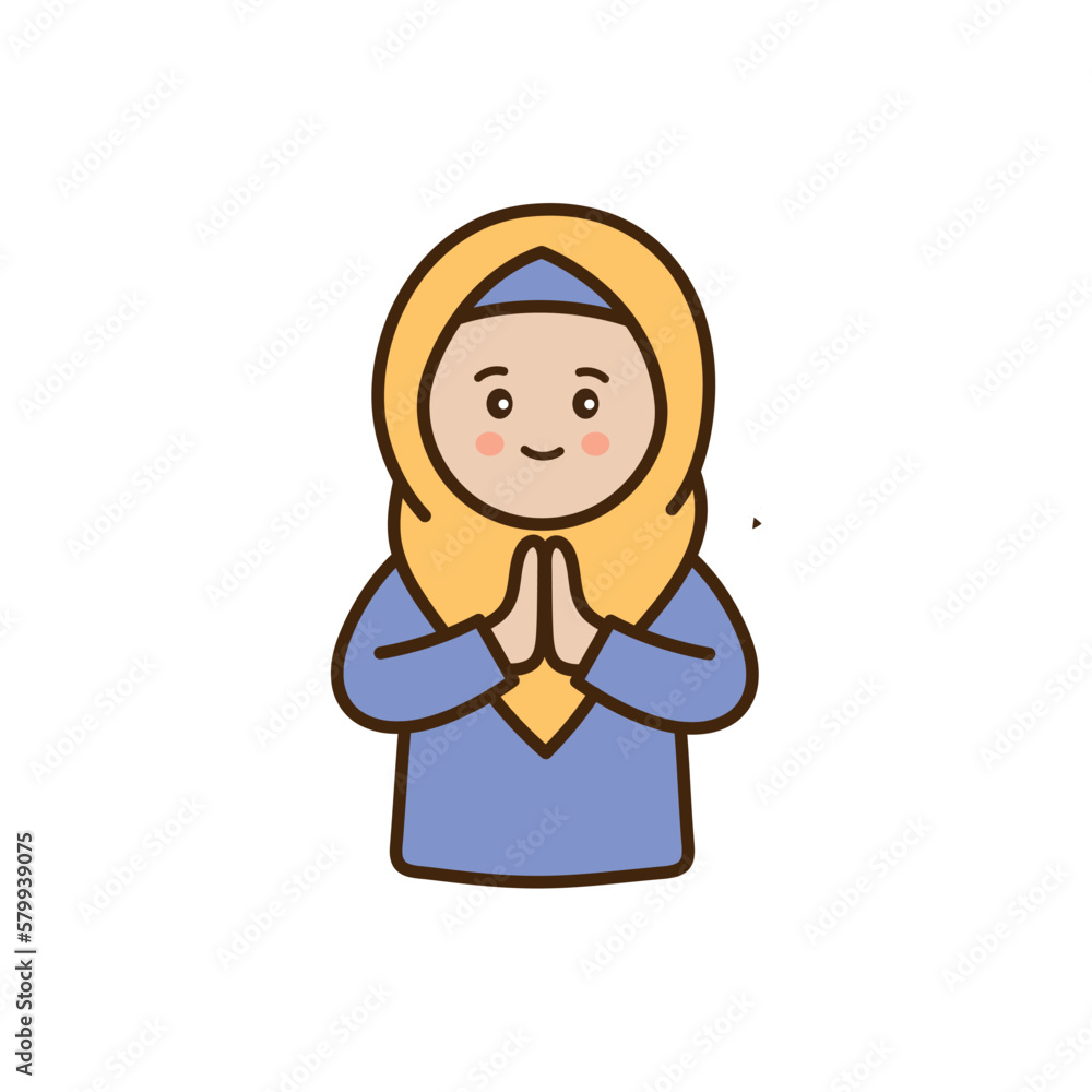 icon of islamic woman in yellow headscarf Ramadan and Islamic Eid icon of islamic woman in yellow headscarf Ramadan and Islamic Eid
