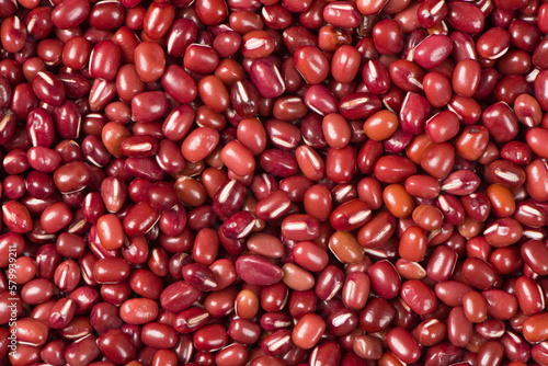 Raw red bean or azuki beans seeds texture background photo