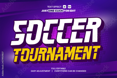 Soccer tournament event vector text effect editable