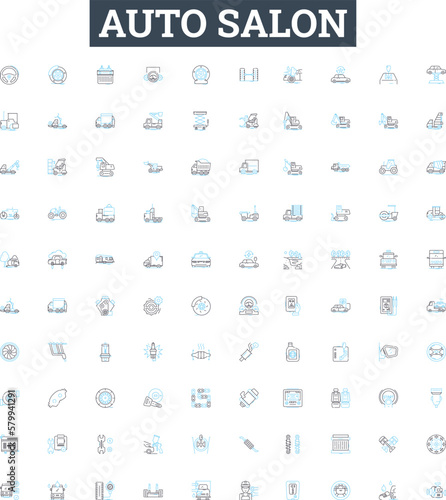 Auto salon vector line icons set. Cars, Detailing, Waxing, Polishing, Paint, Automotive, Cleaning illustration outline concept symbols and signs