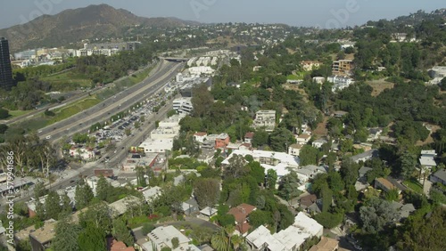 Aerial Drone Shot of Expensive Houses in the Hollywood Hills (Los Angeles, CA)