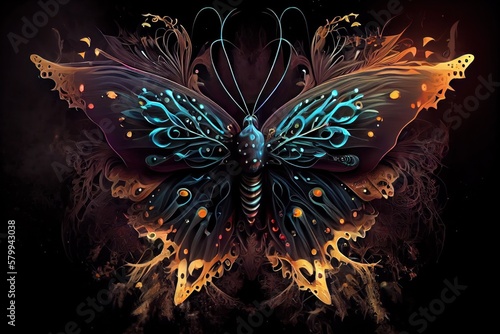 Colorful illustration of a butterfly. Generative AI © Gabriel