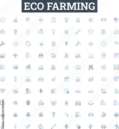 Eco farming vector line icons set. Eco-farming, Sustainable, Organic, Agriculture, Green, Regenerative, Environment illustration outline concept symbols and signs