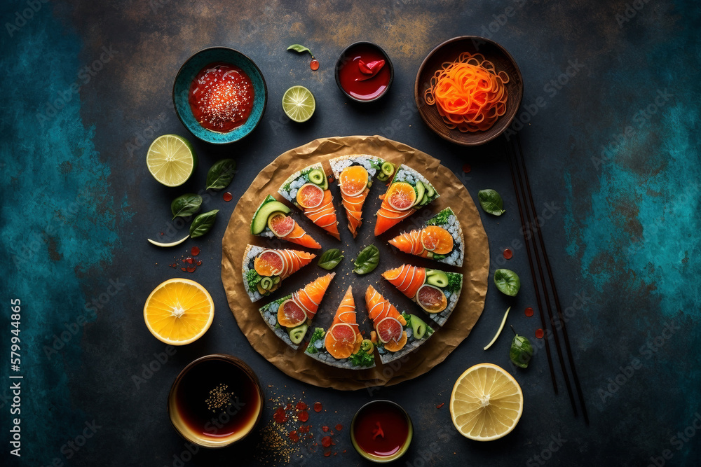 An image of Japanese sushi, food photography - Generative AI