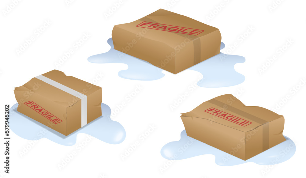 damage broken box package isolated on white background damage broken box package isolated on white background
