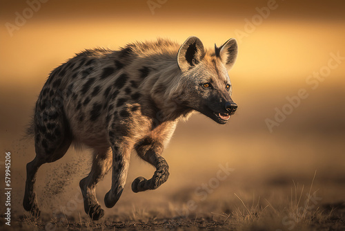 Canvastavla spotted hyena in the savannah