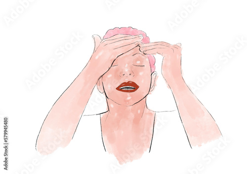Makeup woman, head ,hurt 