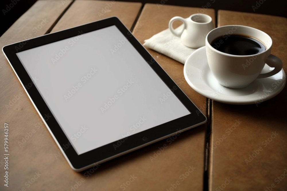 tablet and cup tablet and cup