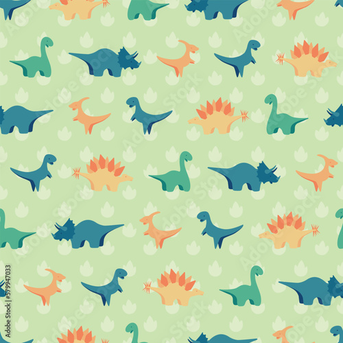 Colorful Fun Dinosaurs Seamless Vector Repeat Pattern