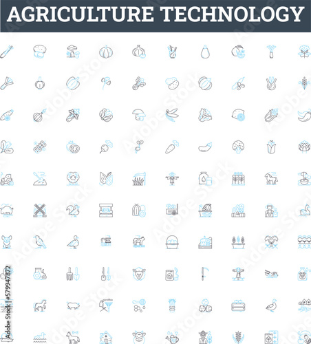 Agriculture technology vector line icons set. Technology, Agriculture, Farming, Irrigation, Crop, Produce, Mechanization illustration outline concept symbols and signs