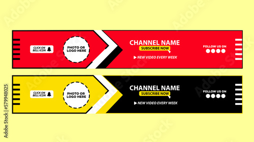 Wallpaper Mural Youtube Channel Horizontal Yellow, black, red color Cover. Banner with Nick name. The header for Social Media Account with Transparent Background. Vector illustration Torontodigital.ca