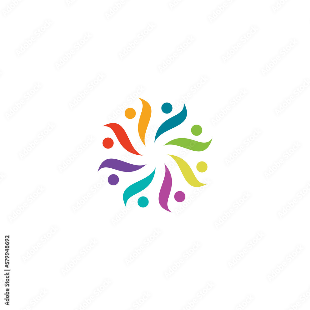 Obraz premium Human logo, mutual aid icon, people together abstract logotype. People support and hope symbol