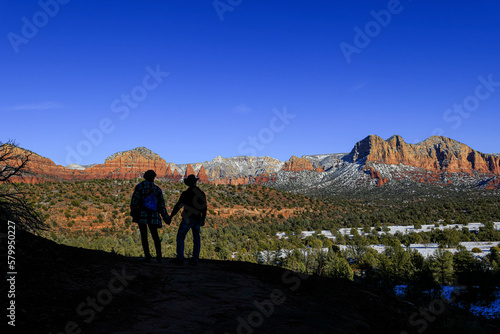 Snow among the red rock of Sedona, Arizona.