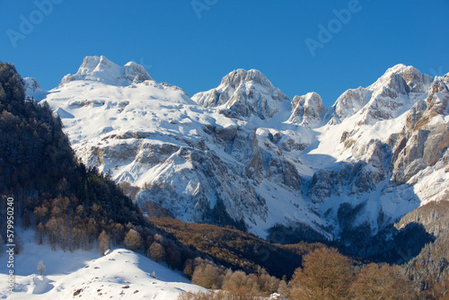 Snowy peaks in Canfranc Valley in the Pyrenees