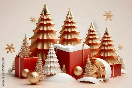 3d abstract christmas background, AI generated