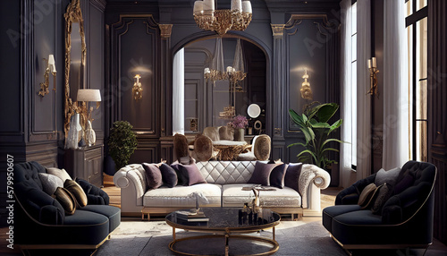 A Glamorous Living Room That Radiates Luxury, Generative AI