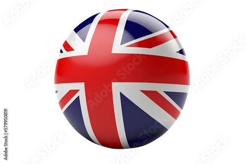 3d UK ball with flag isolated on white