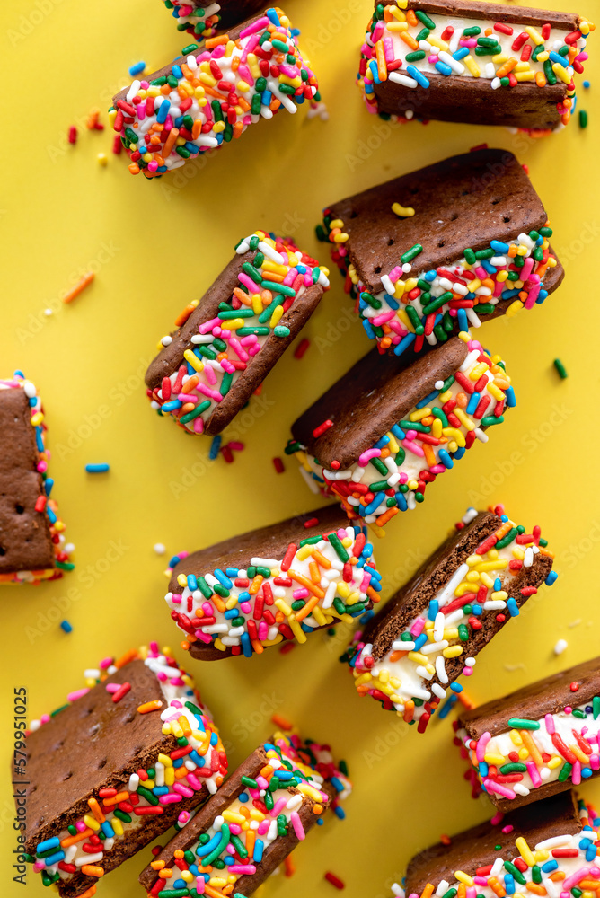 Simple ice cream sandwich with sprinkles