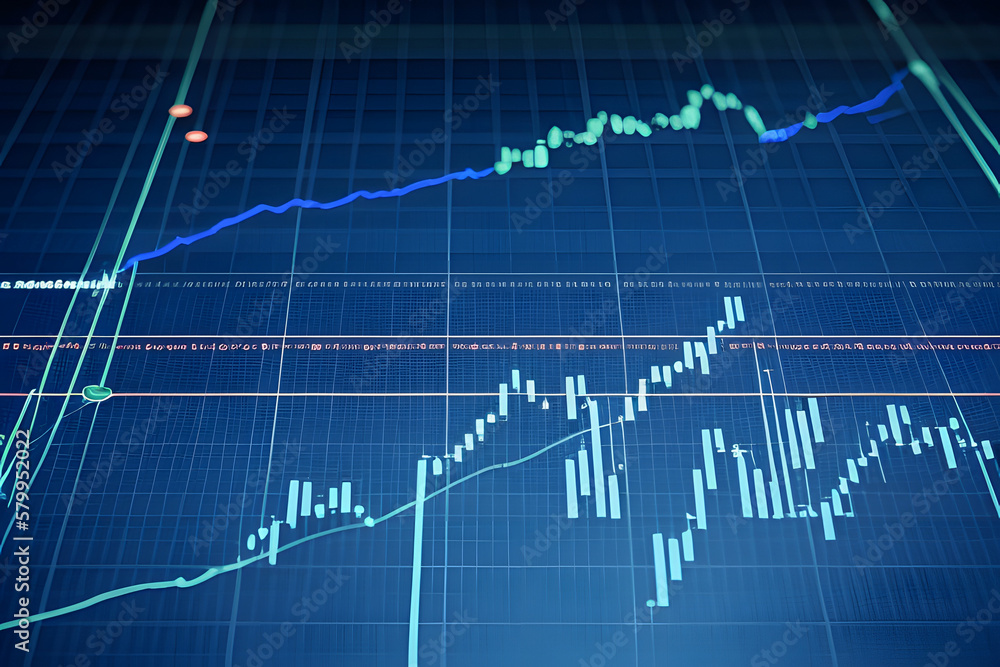 Screen with stock market index charts and diagrams Screen with stock market index charts and diagrams