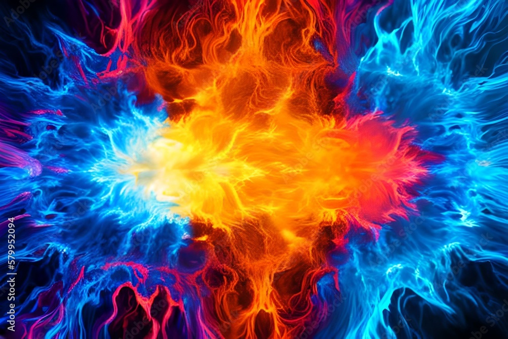 Fototapeta premium The contrast between fire and ice - destop background - Yin Yan illustration