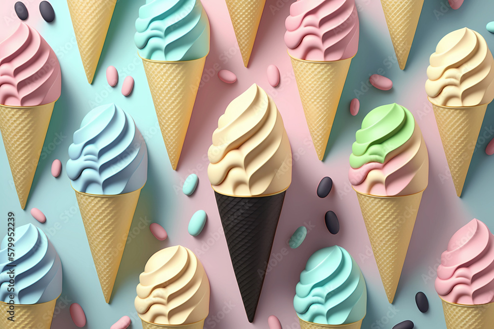 Obraz premium 3d ice-cream pattern background