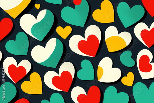 Simple colorful hearts pattern background