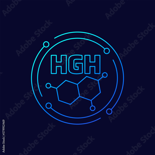 HGH icon, human growth hormone, linear design