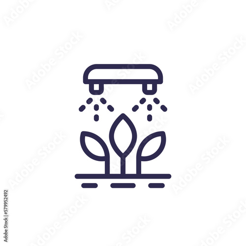 irrigation system line icon, watering plants vector